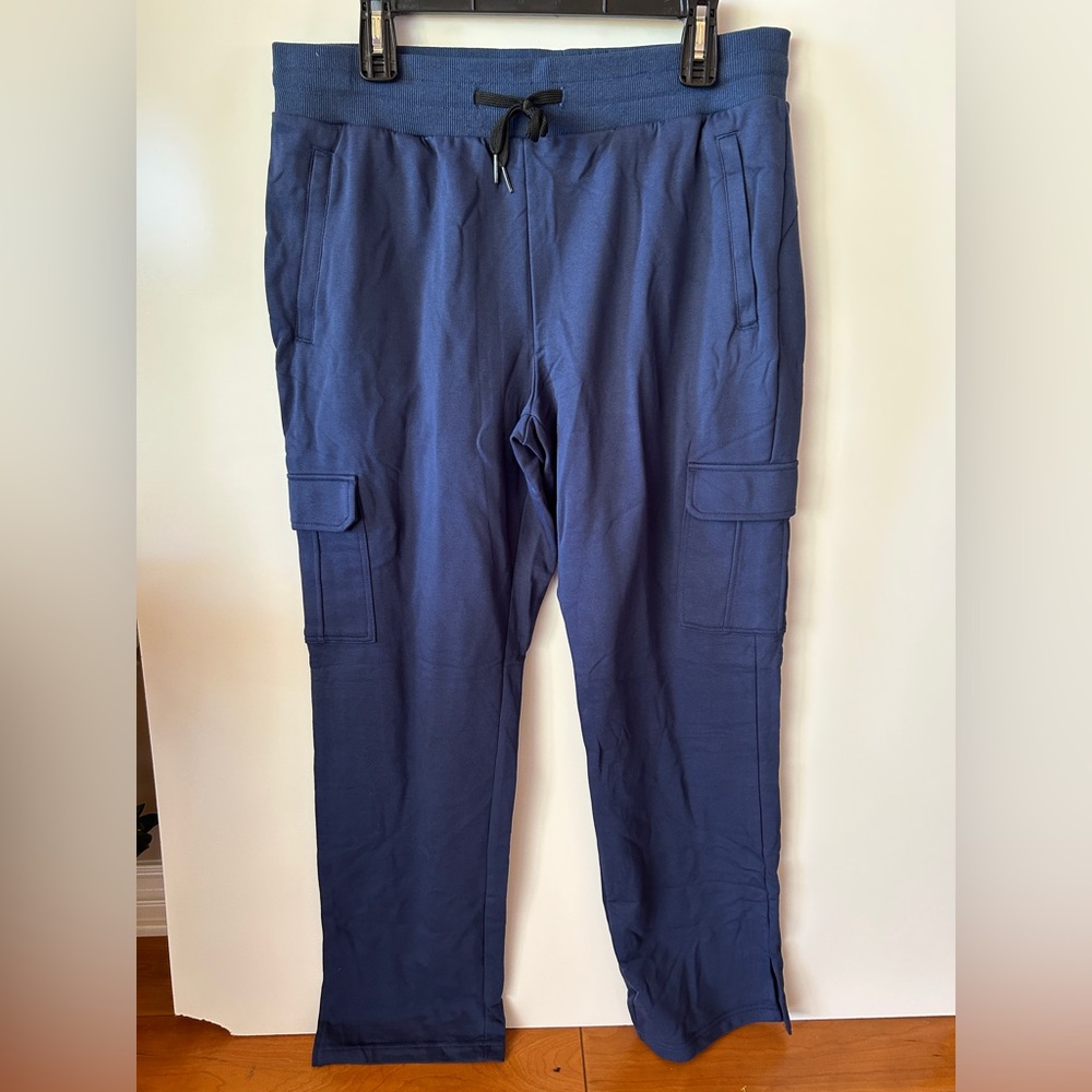 Men's Navy Cargo Sweatpants with Drawstring Waist